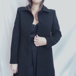 MOSCHINO Black Coat - Size 8 100% virgin wool
